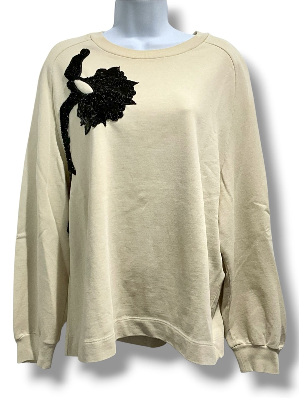 Dries Van Noten Sequin Embellished Women’s M Sweatshirt Ivory and Black